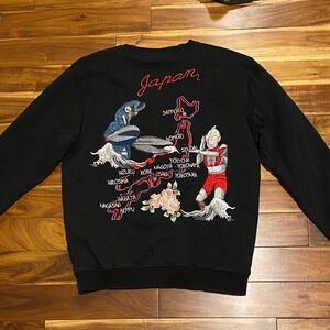Black Japan-Themed Men Sweater